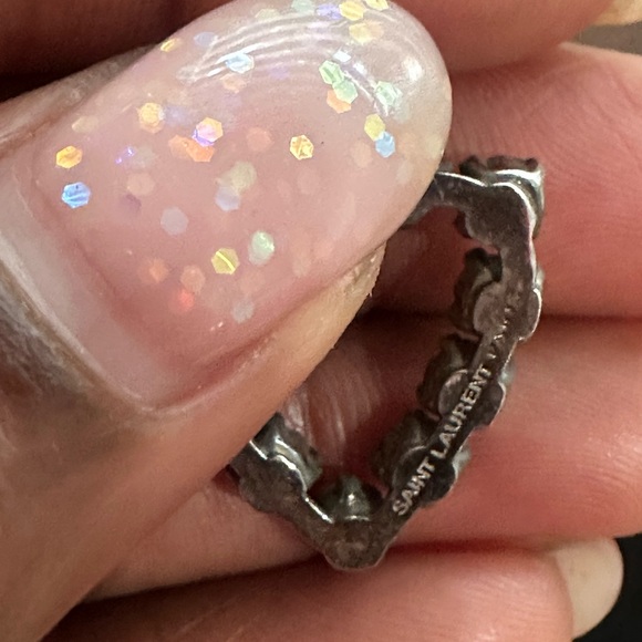 Saint Laurent Crystal Heart Drop Earrings - Picture 4 of 9